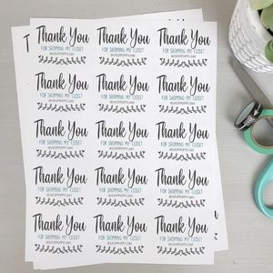 150 Thank You Stickers Labels w/ Your Closet Name